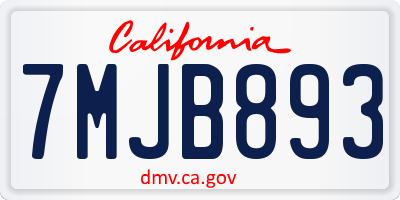 CA license plate 7MJB893