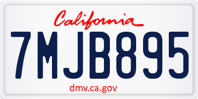 CA license plate 7MJB895
