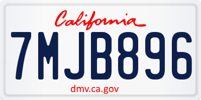 CA license plate 7MJB896