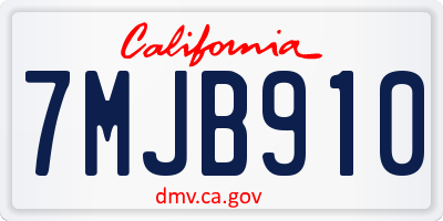 CA license plate 7MJB910