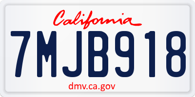 CA license plate 7MJB918