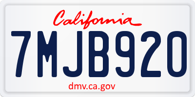 CA license plate 7MJB920