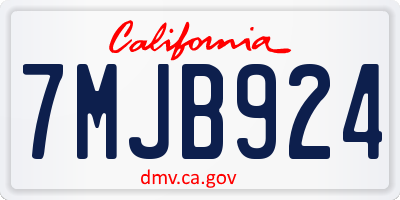 CA license plate 7MJB924