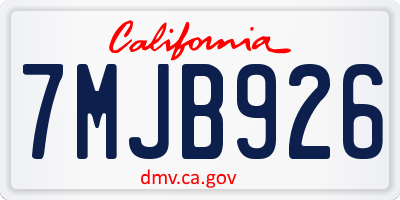 CA license plate 7MJB926