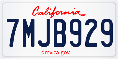 CA license plate 7MJB929