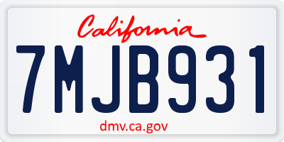 CA license plate 7MJB931