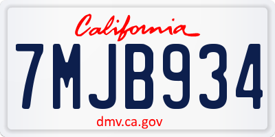 CA license plate 7MJB934