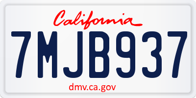 CA license plate 7MJB937