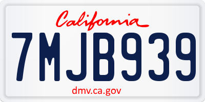 CA license plate 7MJB939