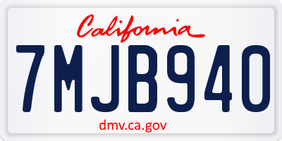 CA license plate 7MJB940