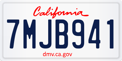 CA license plate 7MJB941