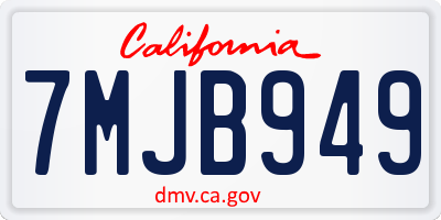 CA license plate 7MJB949