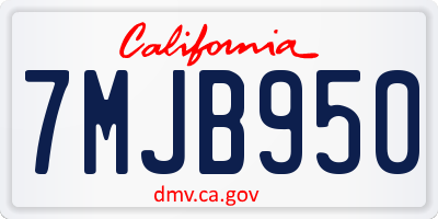 CA license plate 7MJB950