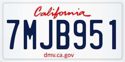 CA license plate 7MJB951