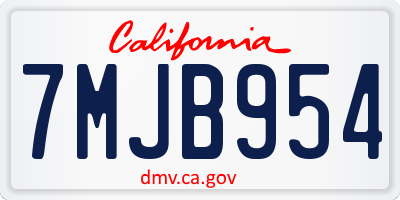 CA license plate 7MJB954