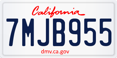 CA license plate 7MJB955