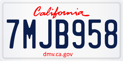 CA license plate 7MJB958