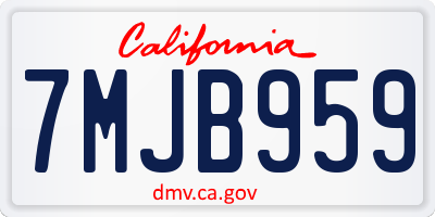 CA license plate 7MJB959