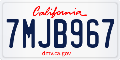 CA license plate 7MJB967