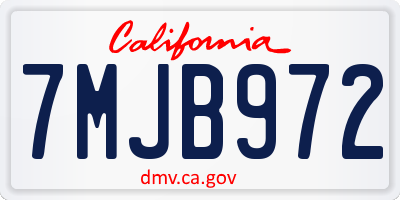CA license plate 7MJB972