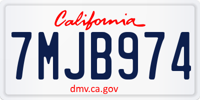 CA license plate 7MJB974