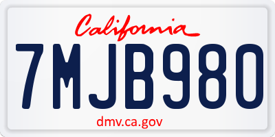 CA license plate 7MJB980