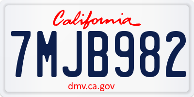 CA license plate 7MJB982