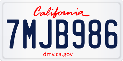 CA license plate 7MJB986