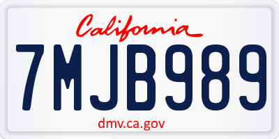 CA license plate 7MJB989