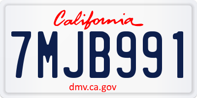 CA license plate 7MJB991