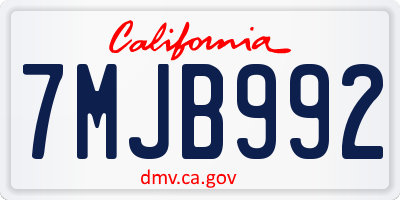 CA license plate 7MJB992