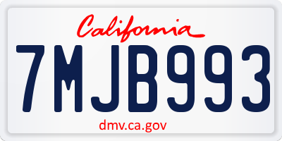 CA license plate 7MJB993