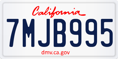 CA license plate 7MJB995