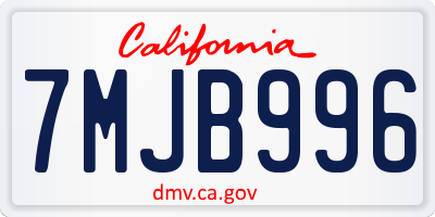 CA license plate 7MJB996