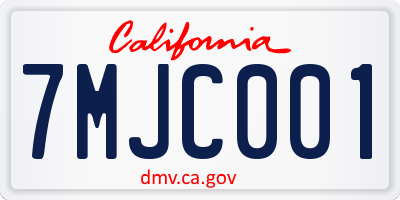 CA license plate 7MJC001