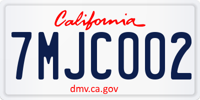 CA license plate 7MJC002