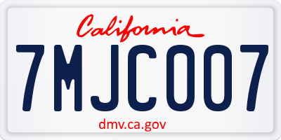 CA license plate 7MJC007