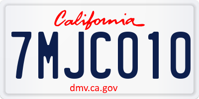 CA license plate 7MJC010