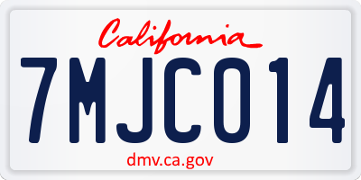 CA license plate 7MJC014