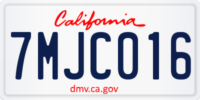 CA license plate 7MJC016