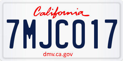 CA license plate 7MJC017