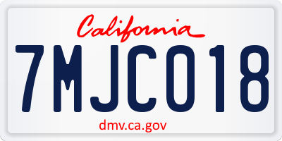 CA license plate 7MJC018