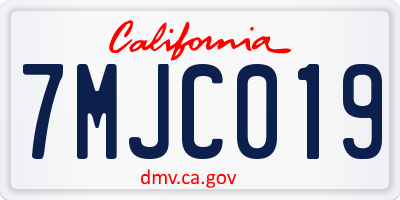 CA license plate 7MJC019