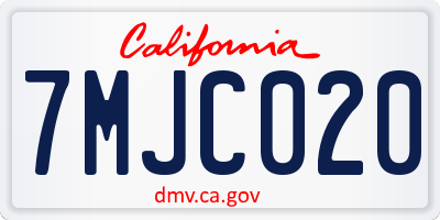 CA license plate 7MJC020