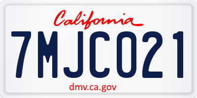 CA license plate 7MJC021