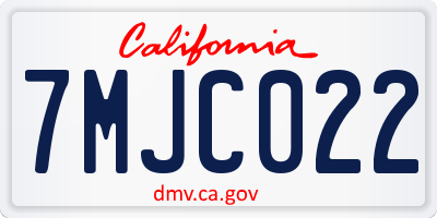 CA license plate 7MJC022