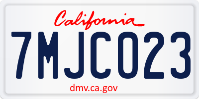 CA license plate 7MJC023