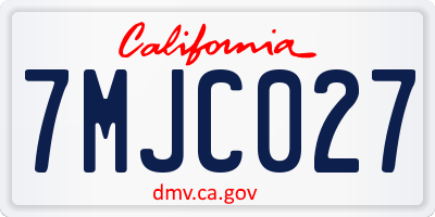 CA license plate 7MJC027