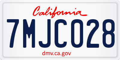 CA license plate 7MJC028