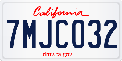 CA license plate 7MJC032